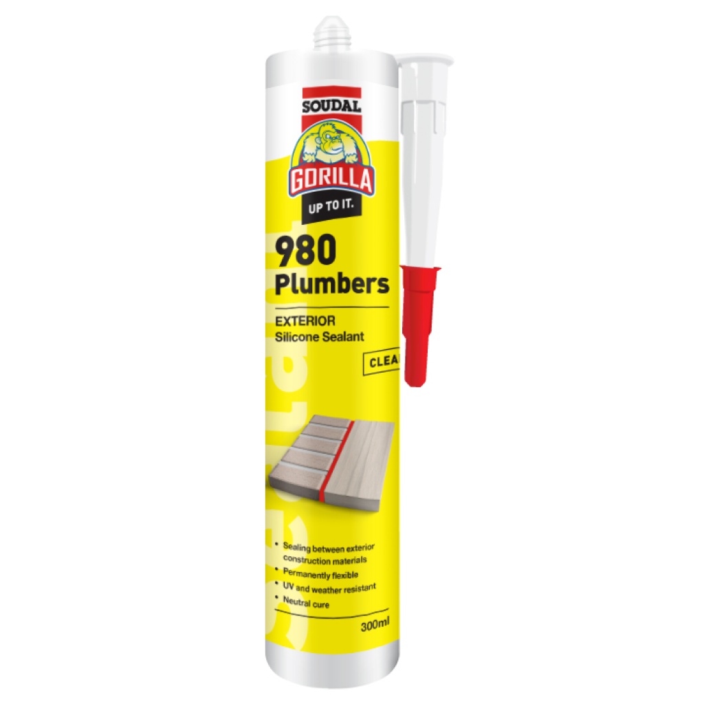 Gorilla 980 Plumbers Silicone Sealant 300ml Translucent Trade Products