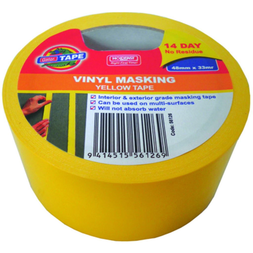 Gator Vinyl Masking Tape 14 Day 48mm x 50mr Yellow Trade Products