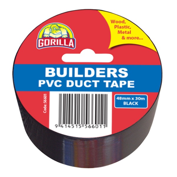 Gorilla Builders PVC Duct Tape 48mm x 30mr Silver Hangsell