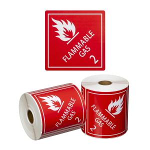 DG Label Flammable Gas 2.1 - Red/White, 99mm x 99mm (500 Labels per roll)