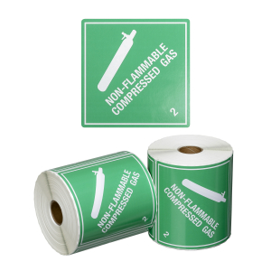 DG Label Non Flammable Compressed Gas 2.2 - Green/White, 99mm x 99mm (500 Labels per roll)