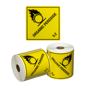 DG Label Organic Peroxide 5.2 - Yellow/Black, 99mm x 99mm (500 Labels per roll)