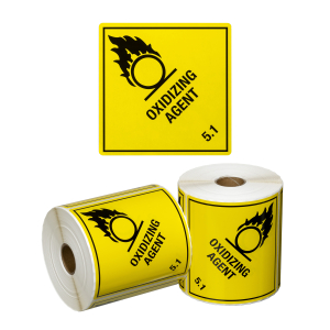 DG Label Oxidizing Agent 5.1 – Yellow/Black, 99mm x 99mm (500 Labels per roll)