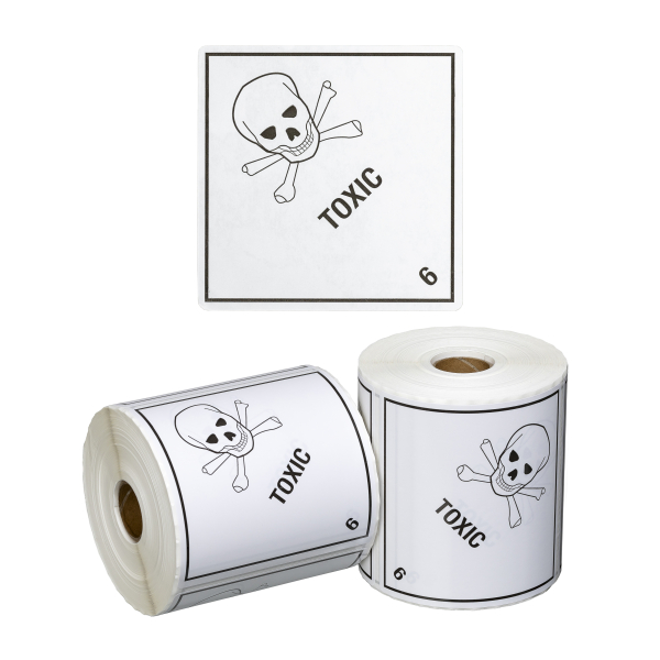 DG Label Toxic 6.1 - White/Black, 99mm x 99mm (500 Labels per roll)