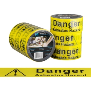 Danger Asbestos Printed Tape Yellow/Black, 48mm x 100m - 36 rolls Carton