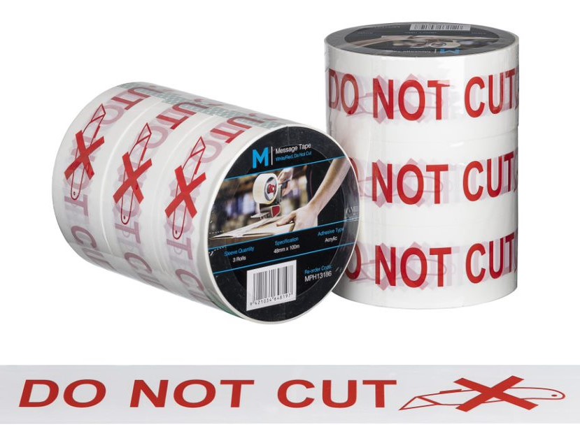 Do Not Cut Printed Tape White/Red, 48mm x 100m - 36 rolls Carton