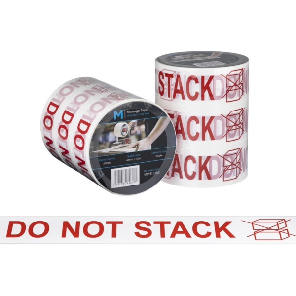Do Not Stack Printed Tape White/Red, 48mm x 100m - 36 rolls Carton