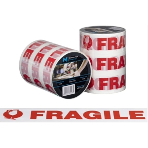 Fragile Printed Tape White/Red, 48mm x 100m - 36 rolls Carton