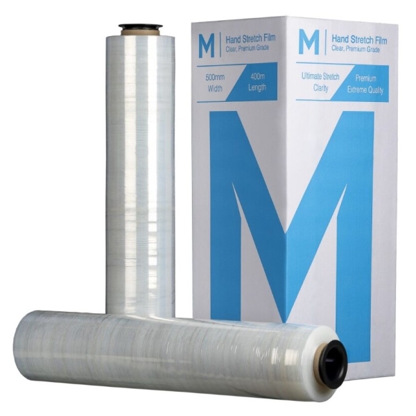 Cast Hand Stretch Film - Clear, 500mm x 400m x 15mu (4 rolls)