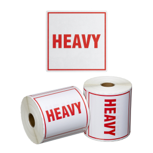 Handling Label Heavy - White/Red, 99mm x 99mm (500 Labels per roll)