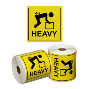 Handling Label Heavy - Yellow/Black, 99mm x 99mm (500 Labels per roll)