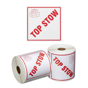 Handling Label Top Stow - White/Red, 99mm x 99mm (500 Labels per roll)