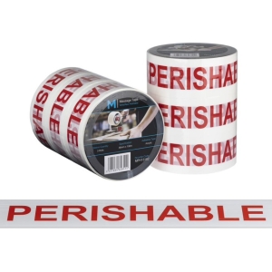 Perishable Printed Tape White/Red, 48mm x 100m - 36 rolls Carton