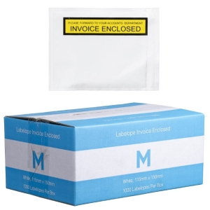 Plastic Labelope Invoice Enclosed - White, 115mm x 150mm (Box of 1000)