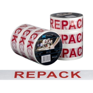 Repack Printed Tape White/Red, 48mm x 100m - 36 rolls Carton