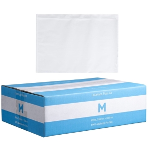 Plastic Labelope Plain A4 - White, 240mm x 330mm (Box of 500)