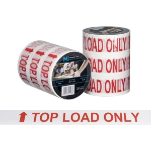 Top Load Only Printed Tape White/Red, 48mm x 100m – 36 rolls Carton