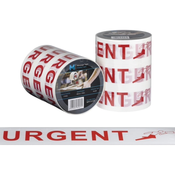 Urgent Printed Tape White/Red, 48mm x 100m - 36 rolls Carton