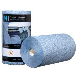Solvent Dry Wipes - Blue, 300mm x 500mm, 90 Sheets, 80gsm - 4 Rolls/Box