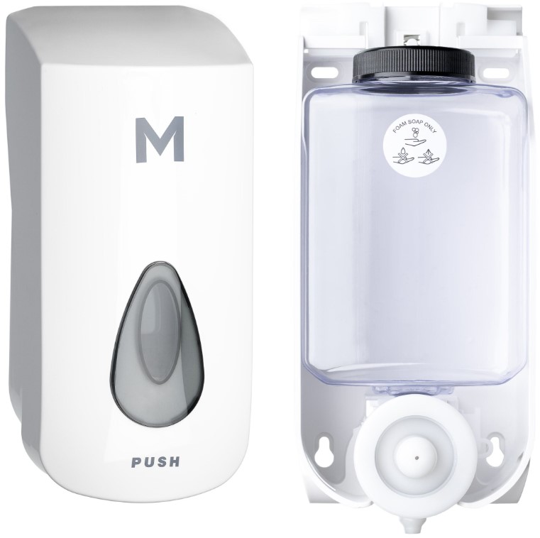 Matthews Foaming Soap Wall Dispenser 1000ml + Empty Cartridge - White