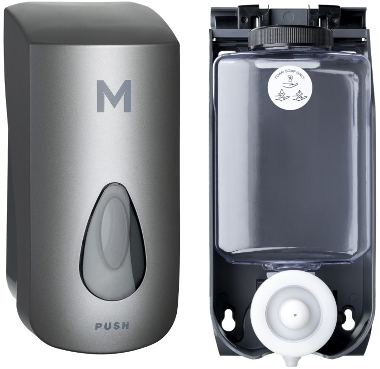 Matthews Foaming Soap Wall Dispenser 1000ml + Empty Cartridge - Silver