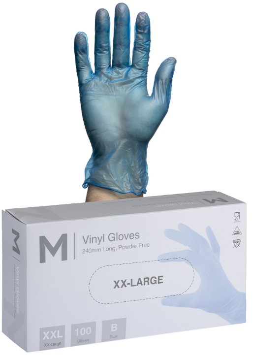 Matthews Vinyl Gloves Powder Free – Blue 5.0g - 1×100 Pack - XX-Large