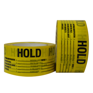 HOLD Quality Control Printed PET Labels on a Roll – Black/Yellow, 60mm x 150mm x 50m (333 labels / roll)