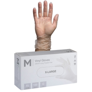 Matthews Vinyl Gloves Powder Free - Clear, XL, 240mm Cuff, 5.0g (1x100 Pack)