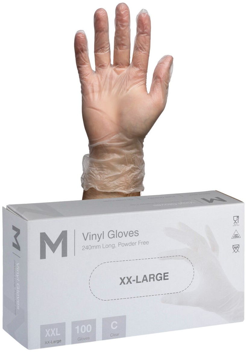 Matthews Vinyl Gloves Powder Free – Clear 5.0g - 1×100 Pack - XX-Large
