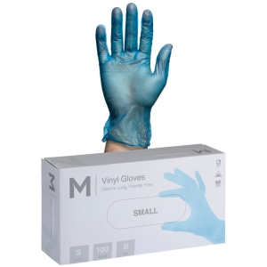 Matthews Vinyl Gloves Powder Free - Blue, 240mm Cuff, 5.0g (10x100 Pack) (S-2XL)