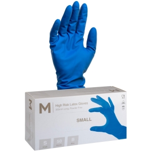 Matthews High Risk Latex Examination Gloves Powder Free - Cobalt Blue, 300mm Cuff, 18.5g (500) (S-2XL)