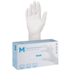 Matthews Nitrile Examination Gloves Powder Free - White, 240mm Cuff, 5.0g (1000) (S-XL)