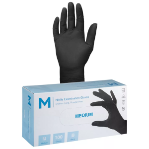 Matthews Nitrile Examination Gloves Powder Free - Black, 240mm Cuff, 7.0g (1000) (S-2XL)