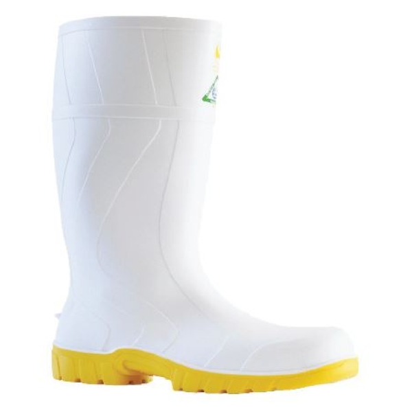 Matthews Industrial PVC Gumboots White/Yellow with Steel Toe Cap and Midsole (Size 3-15)