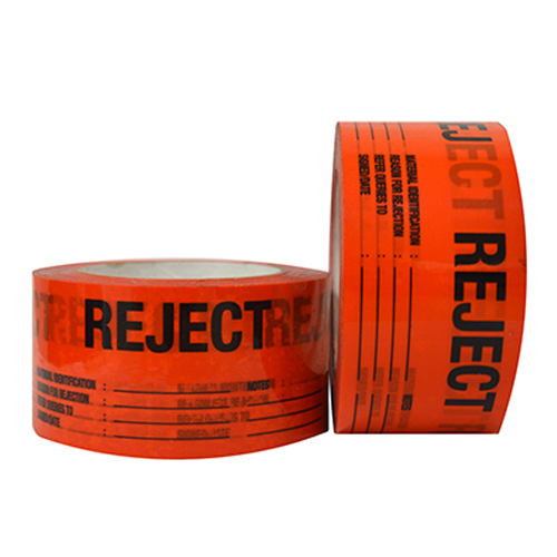 REJECT Printed PET Labels on a Roll – Black/Orange, 60mm x 150mm x 50m (333 labels / roll)