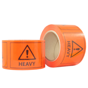 HEAVY Printed PET Labels on a Roll – Black/Orange, 72mm x 100mm (660 labels / roll)