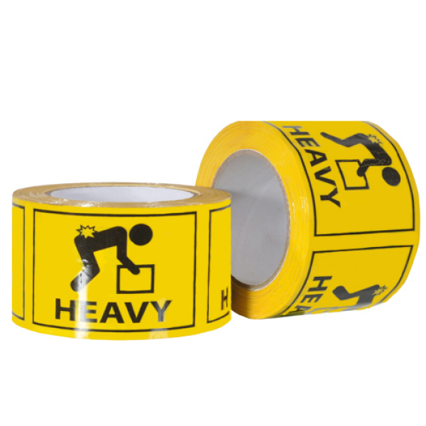 HEAVY Yellow Printed PET Labels on a Roll – Black/Yellow, 72mm x 100mm (660 labels / roll)
